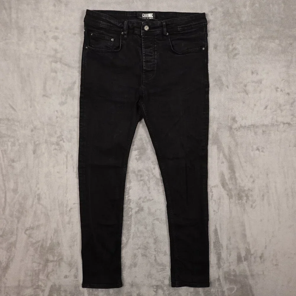Chronic jeans skinny men's 33 black‎ denim button fly